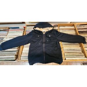 Angela Bebe Mens Sherpa Lined Zip Up Hoodie Navy Blue Jacket Sweatshirt L001-4